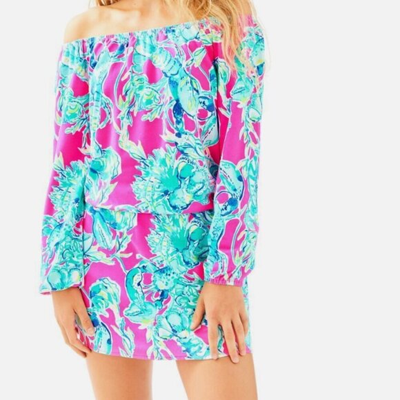 Lilly Pulitzer Dresses & Skirts - Lilly Pulitzer | Off the Shoulder Preppy Dress | Excellent Condition